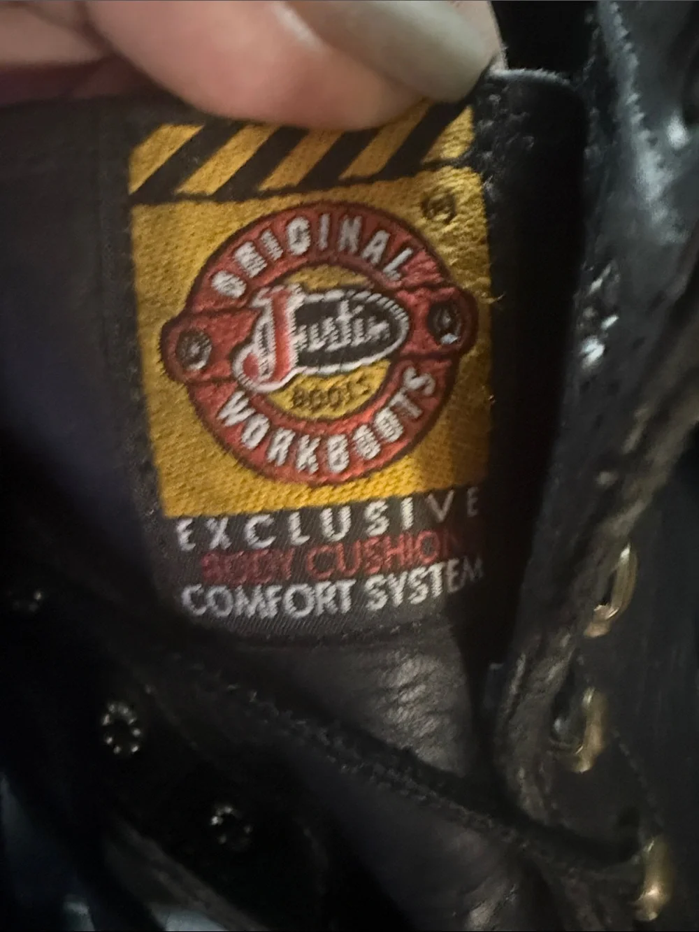 Justin Boots Black Leather Lace-Up Work Boots with Kiltie Fringe